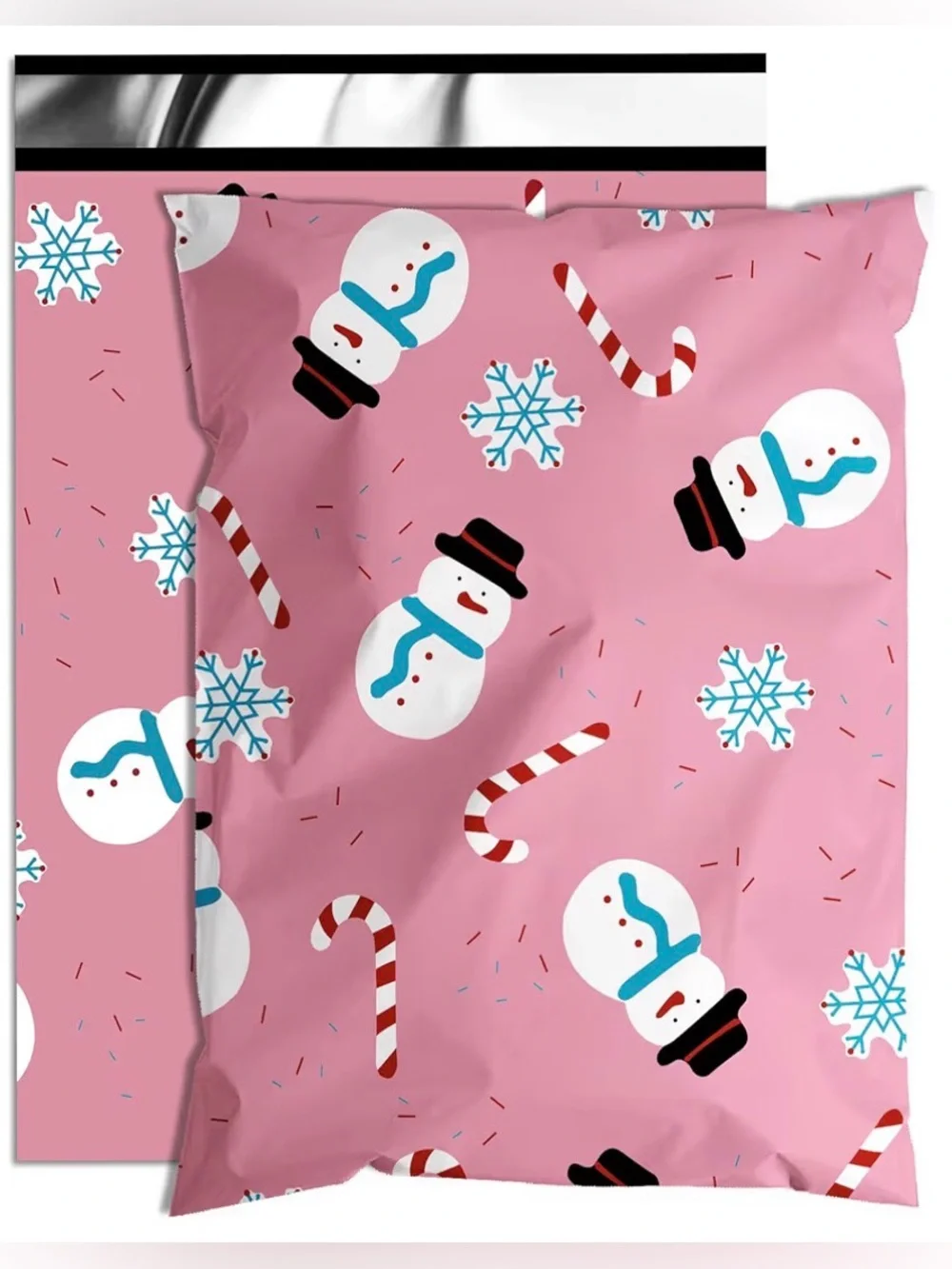 (20) Holiday Snowman Polymailer  Bags- Pink 6”x9”